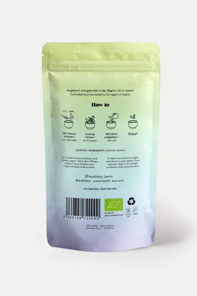 JUKSEREI HEALTH BAR · ORGANIC MATCHA TEA 50G Nur für heute