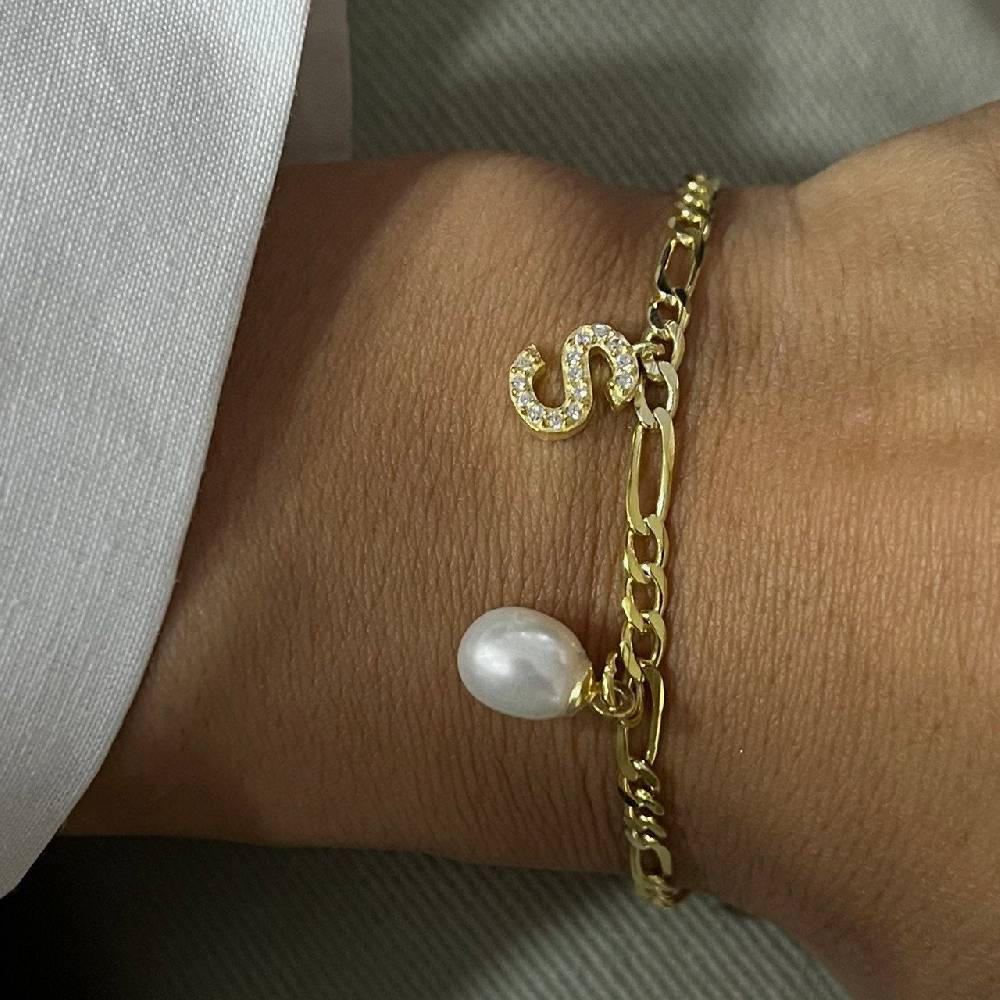 Kardelen Pearl Buchstaben Armkette - 925 SILBER Speichern exportieren
