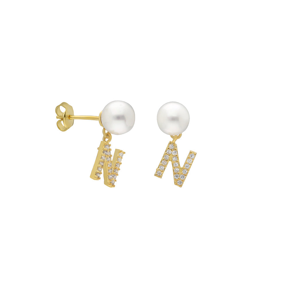 Kardelen PEARL INITIALEN OHRRING - 925 SILBER zollfrei