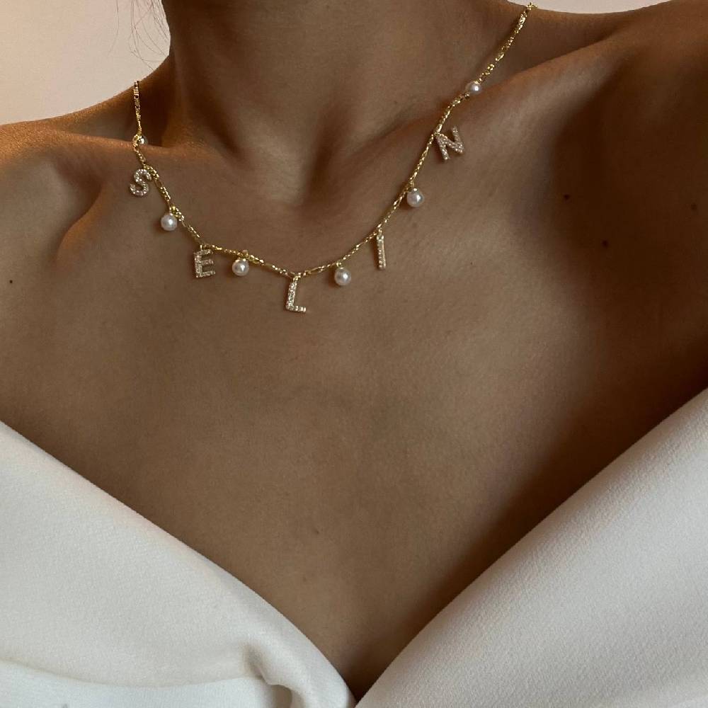 Kardelen CHOCKER NAMENSKETTE MIT PERLE - 925 SILBER Rabatte dieses Monats