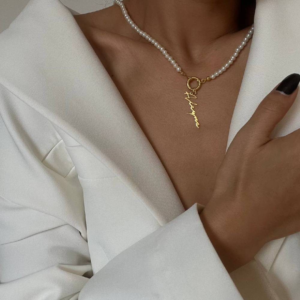 Kardelen Pearl Chain Signatur Namenskette - 925 SILBER Outlet
