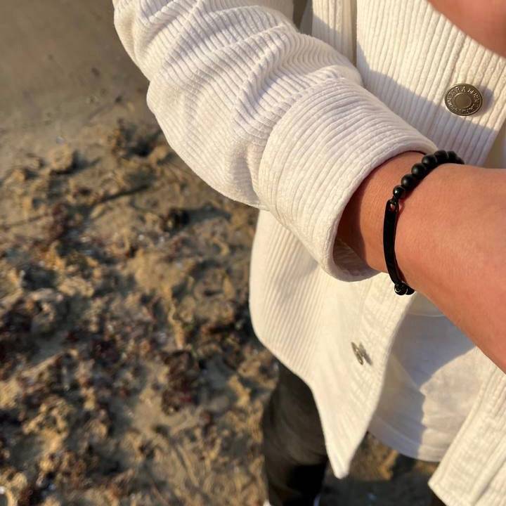 Kardelen ID-Partnerarmband mit Gravur - Pearl Black Fabrikpreis
