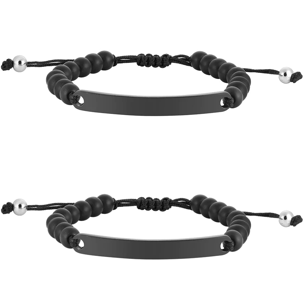 Kardelen ID-Partnerarmband mit Gravur - Pearl Black Fabrikpreis