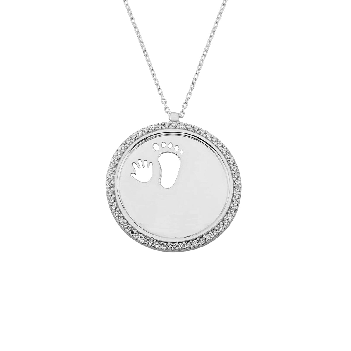 Kardelen Zirkonia Gravurkette Baby Handfuß - 925 SILBER Online Shopping
