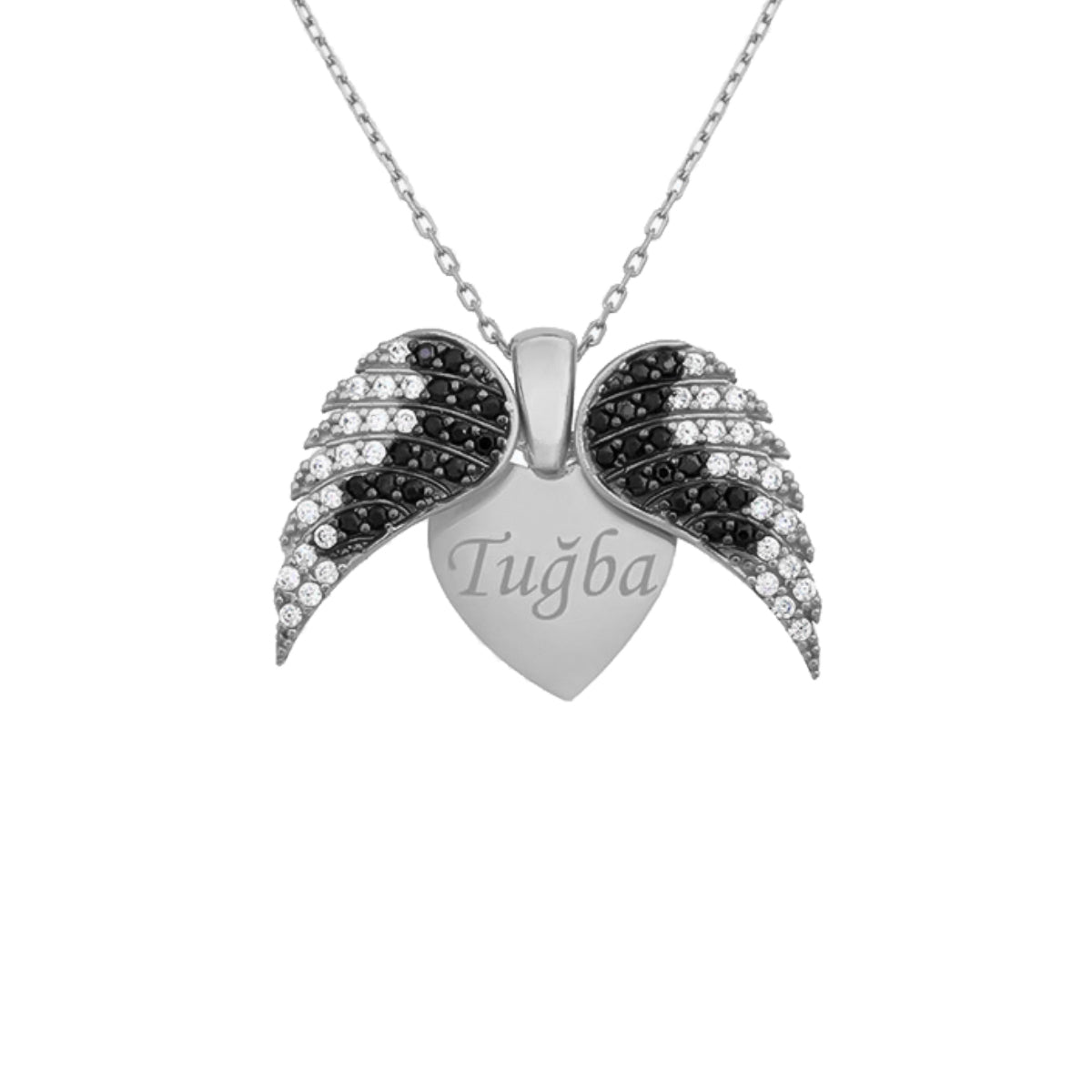 Kardelen Herz & Flügel Gravurkette - 925 SILBER Cyber Monday
