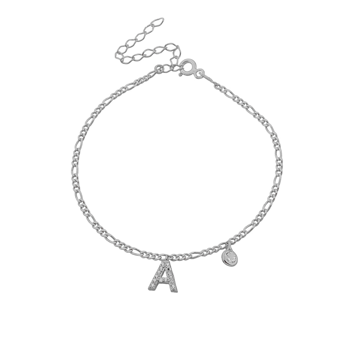 Kardelen Armkette Figaro Zirkonia mit Buchstabe - 925 SILBER VIP-Rabatte