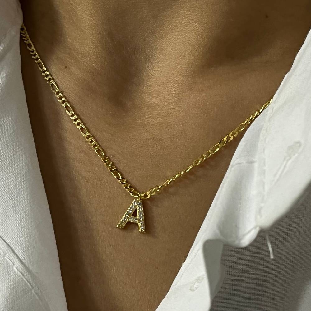 Kardelen Buchstabenkette mit Zirkonia Stein - 925 SILBER Vierteljährliche Förderung