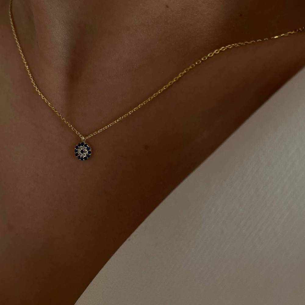 Kardelen Mini Nazar Zirkonia Halskette - 925 SILBER Super Rabatt