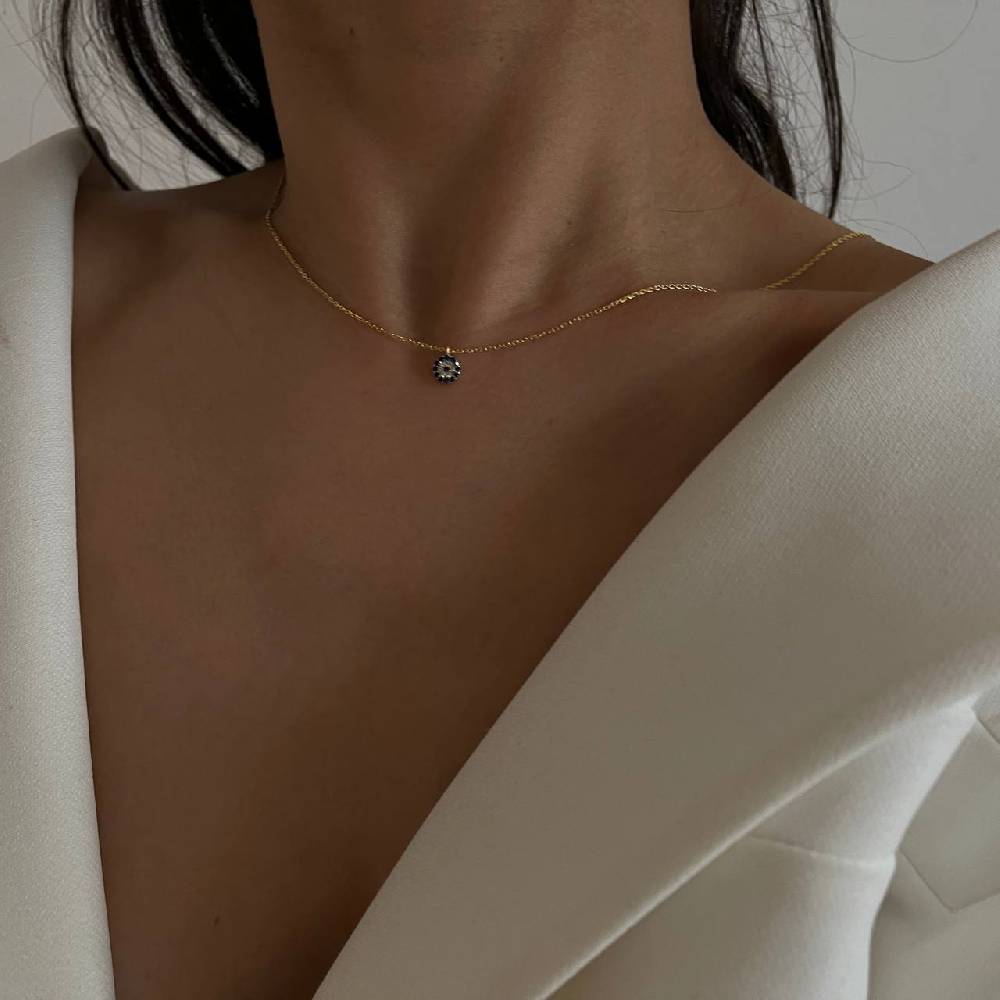 Kardelen Mini Nazar Zirkonia Halskette - 925 SILBER Super Rabatt