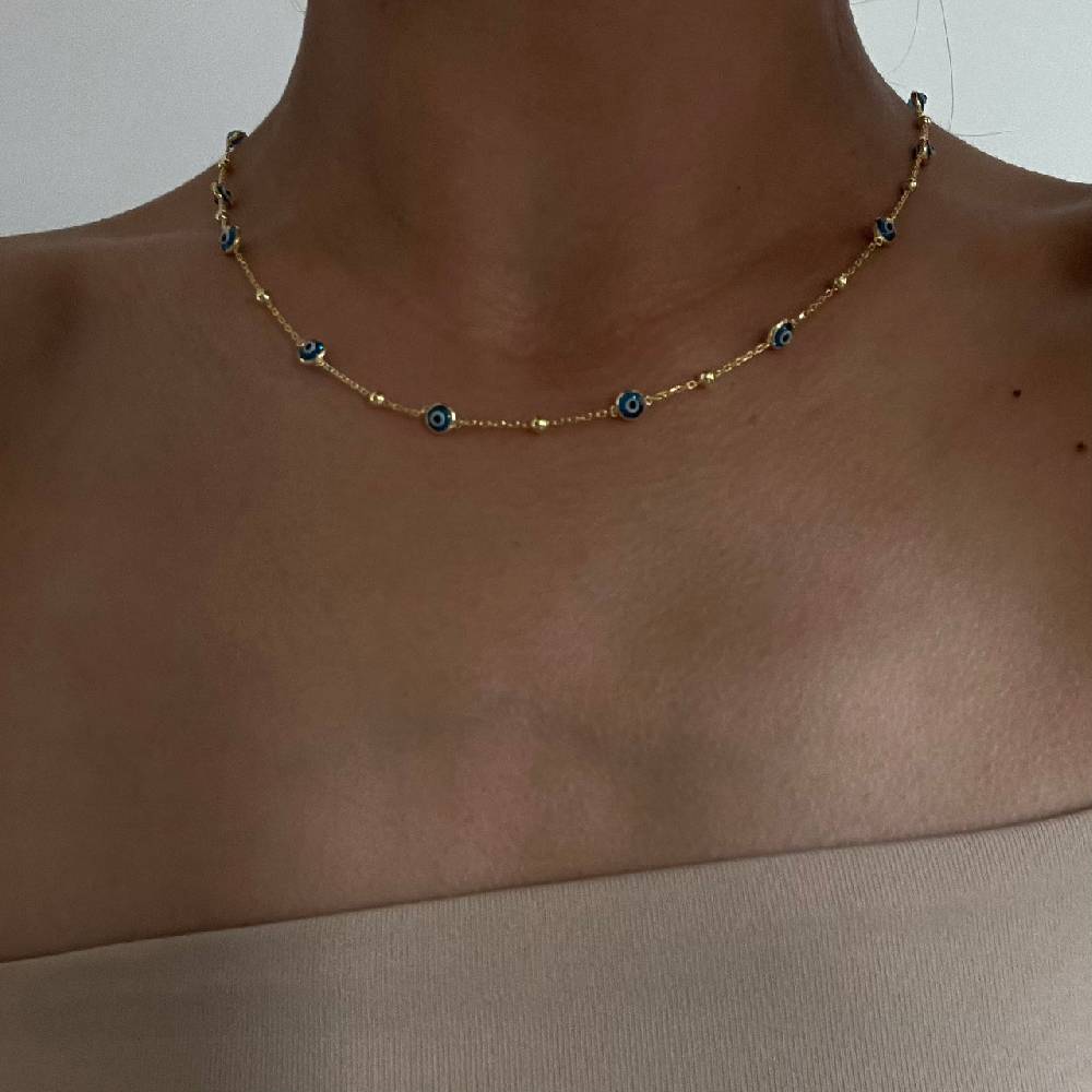 Kardelen Minimal Multi Nazar Halskette - 925 SILBER Kostenloser Versand international
