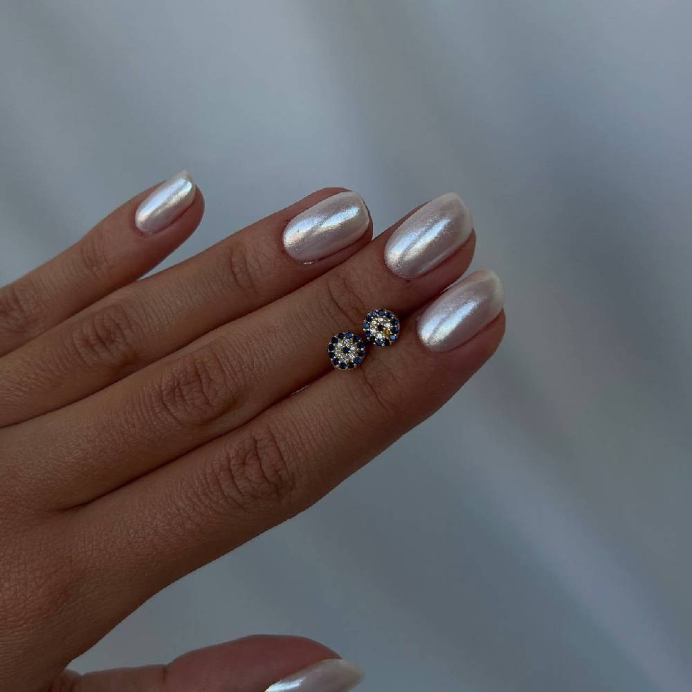 Kardelen Round Nazar Eye Stud Ohrring - 925 SILBER Fabrikladen