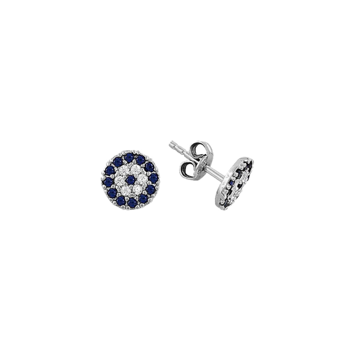 Kardelen Round Nazar Eye Stud Ohrring - 925 SILBER Fabrikladen