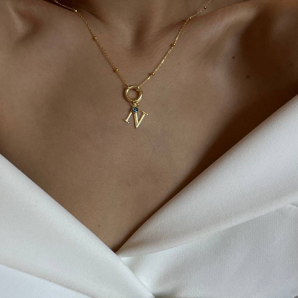 Kardelen Buchstaben Chain mit Nazar - 925 SILBER Begrenzt auf 3 Tage