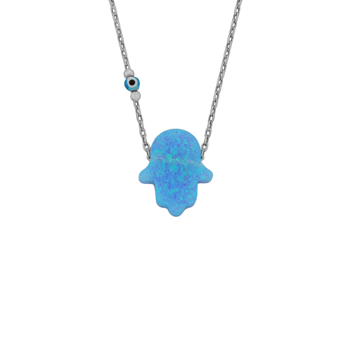 Kardelen Fatimas Hand Opal Kette mit Nazar - 925 SILBER zollfrei