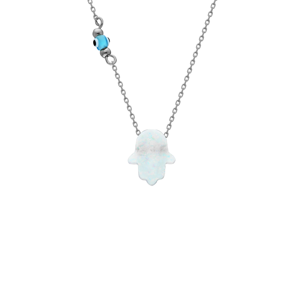 Kardelen Fatimas Hand Opal kette mit Nazar White - 925 SILBER 50% Rabatt für begrenzte Zeit