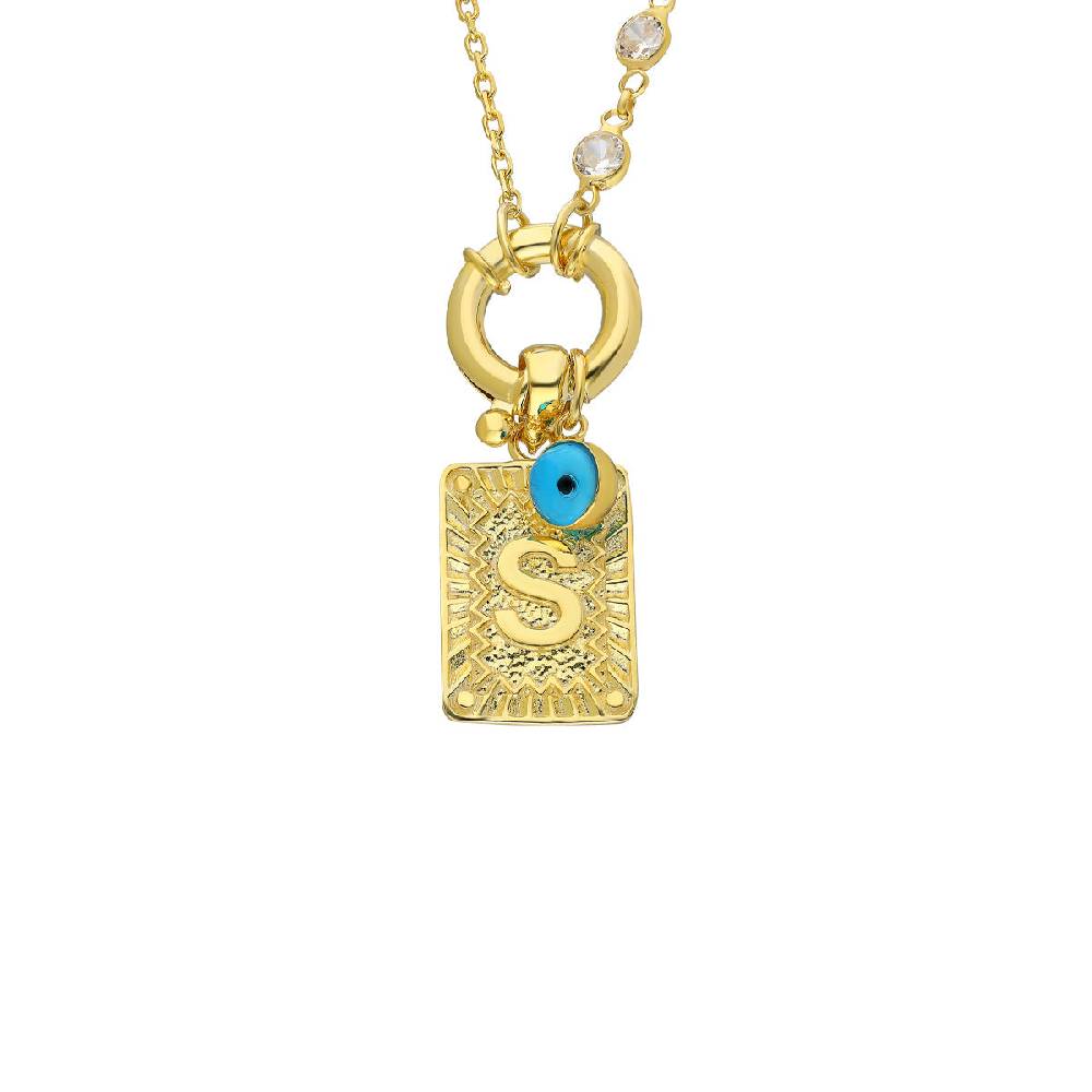 Kardelen Chain Design Iced Buchstabe mit Nazar - 925 SILBER Verkauf