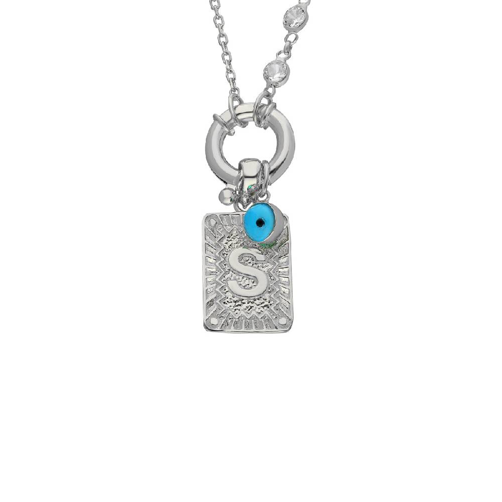 Kardelen Chain Design Iced Buchstabe mit Nazar - 925 SILBER Verkauf