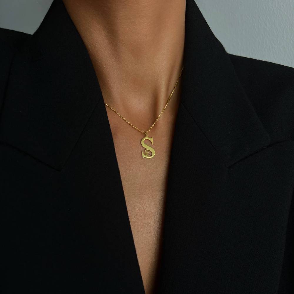Kardelen Duo Initialen Necklace - 925 SILBER Kostenloser Versand