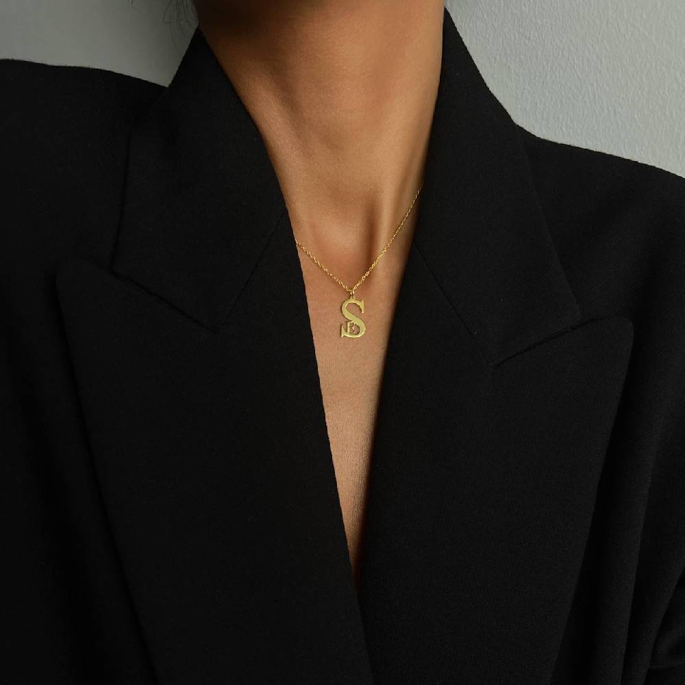Kardelen Duo Initialen Necklace - 925 SILBER Kostenloser Versand