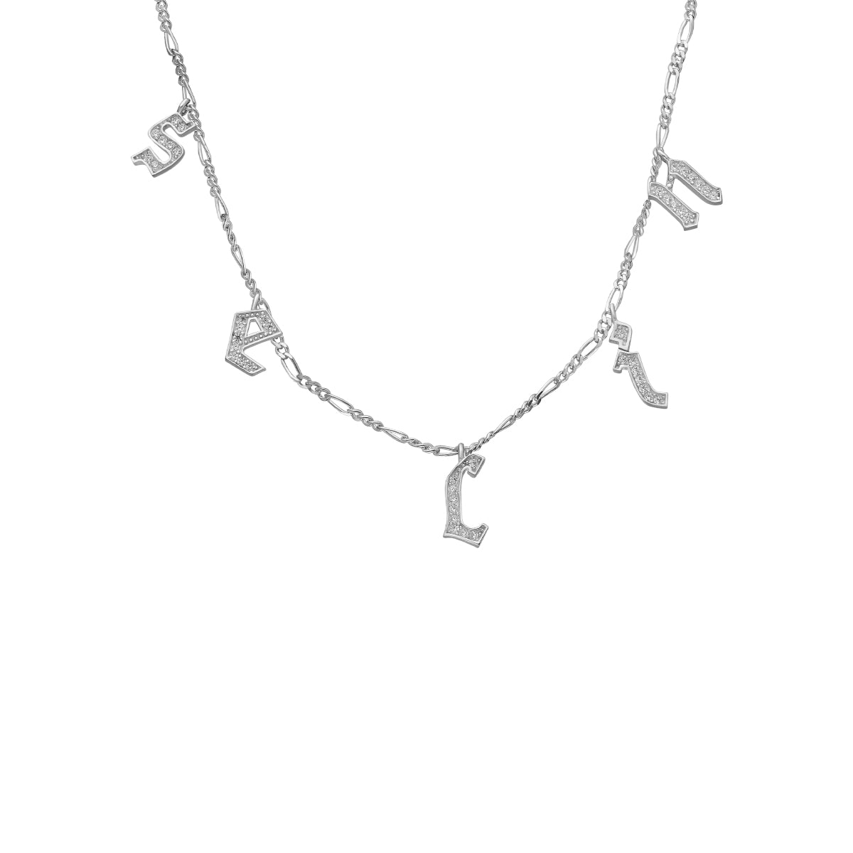 Kardelen Chocker Namenskette mit Zirkonia Gothic - 925 SILBER Limitierter Zeitrabatt