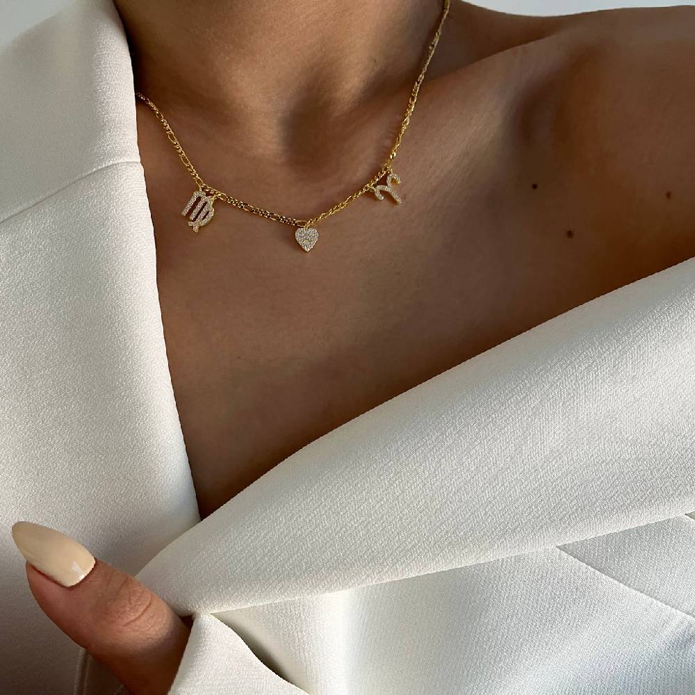 Kardelen Sternzeichen Partner Kette mit Herz - 925 SILBER Günstig kaufen