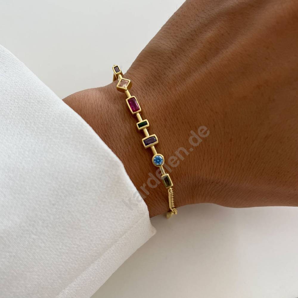 Kardelen Colorfull Stein Armkette - 925 SILBER Valentinstagsangebot