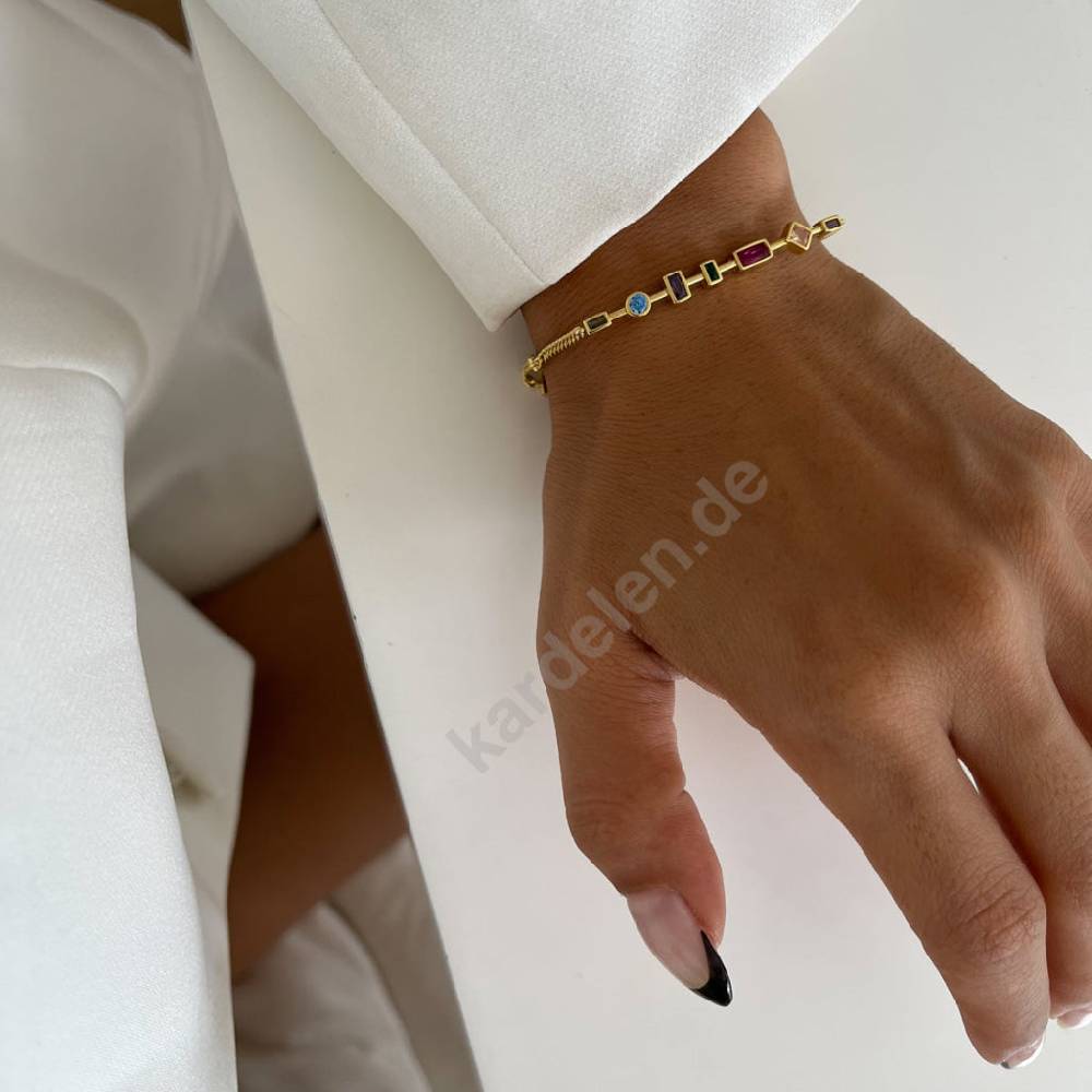 Kardelen Colorfull Stein Armkette - 925 SILBER Valentinstagsangebot
