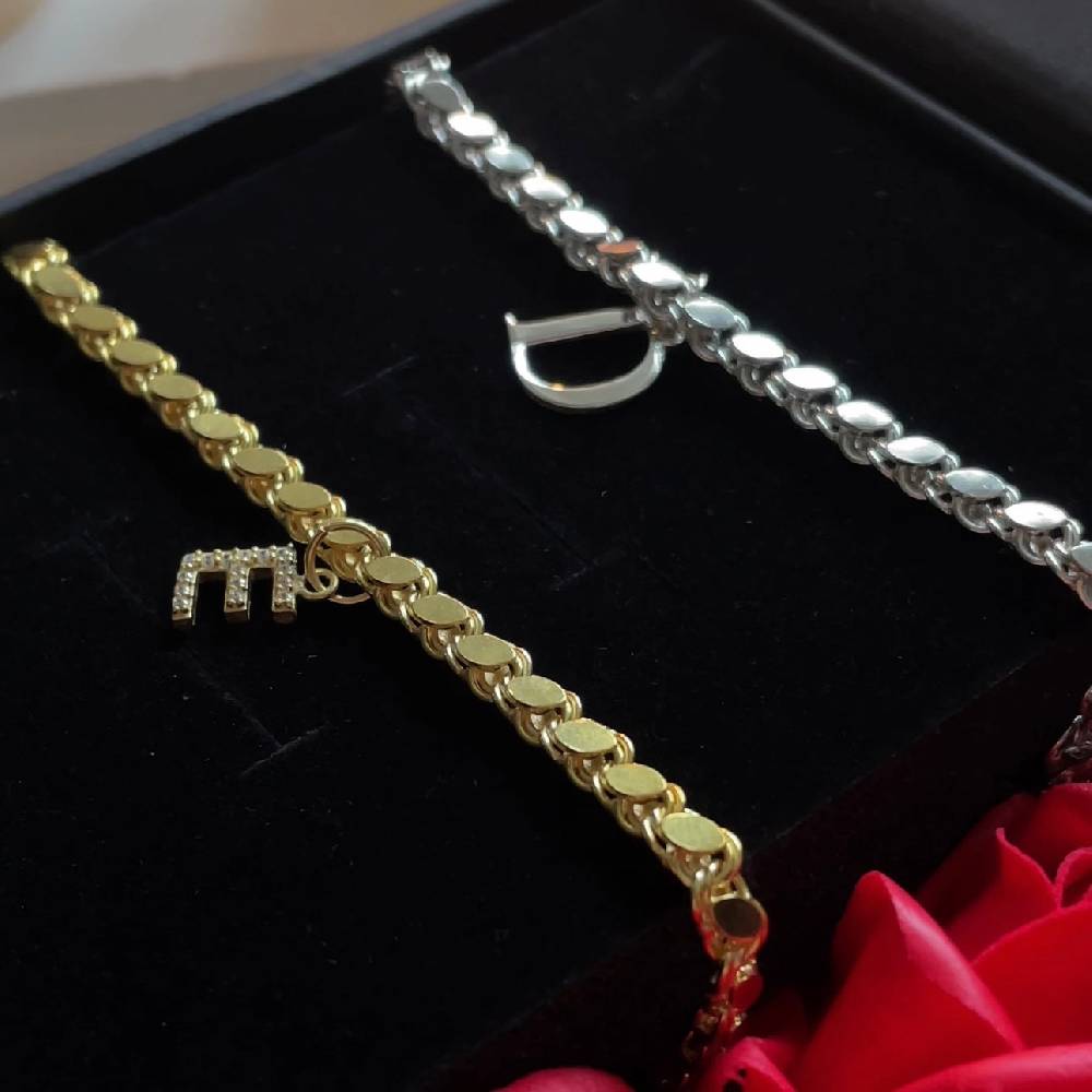 Kardelen COUPLE GERSTEN LETTER BRACELET - 925 SILBER Große Rabatte