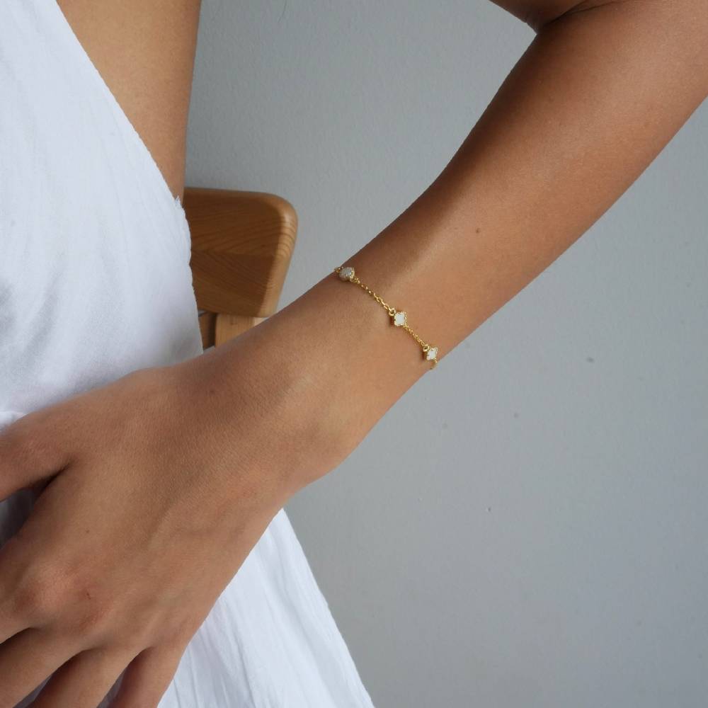 Kardelen MINIMAL WEISSE KLEE ARMKETTE - 925 SILBER Super Sparpreis