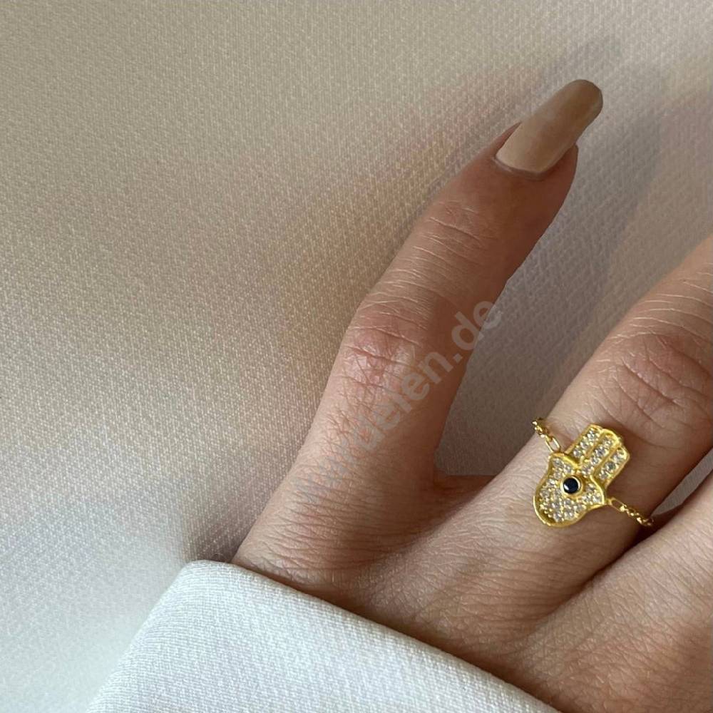 Kardelen CHAIN RING FATIMAS HAND - 925 SILBER Vierteljährliche Förderung