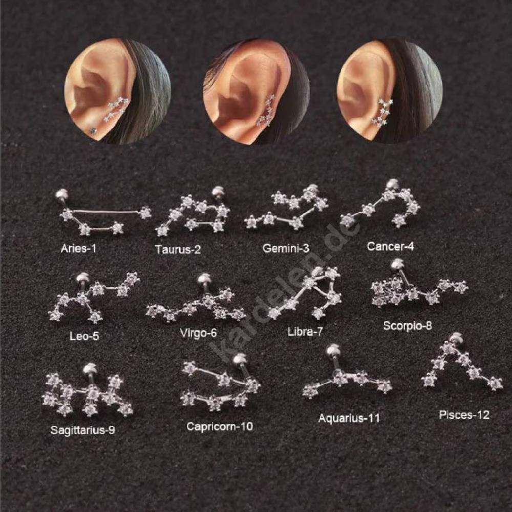 Kardelen STERNZEICHEN ZIRKONIA PIERCING - 925 SILBER Rabatte dieses Monats