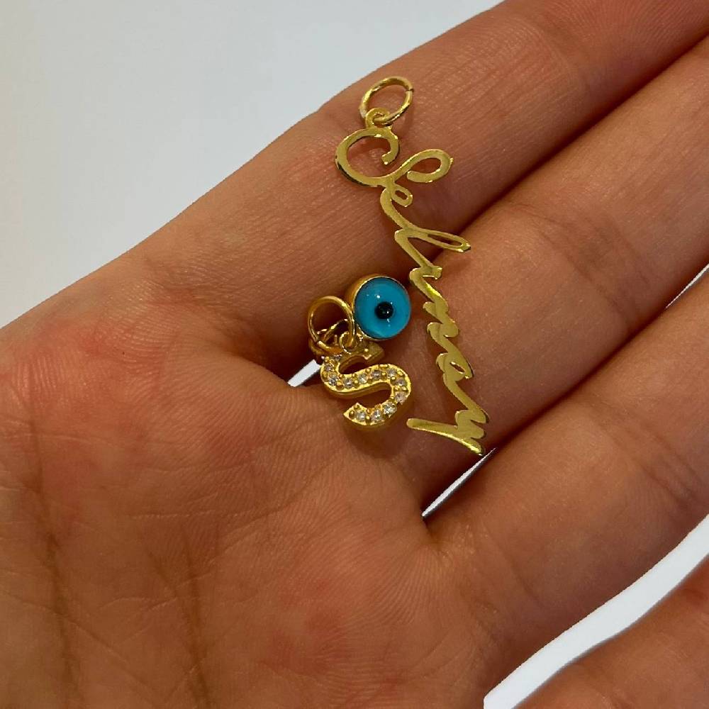Kardelen Chain Einfache Signatur Halskette mit Nazar - 925 SILBER Verkauf
