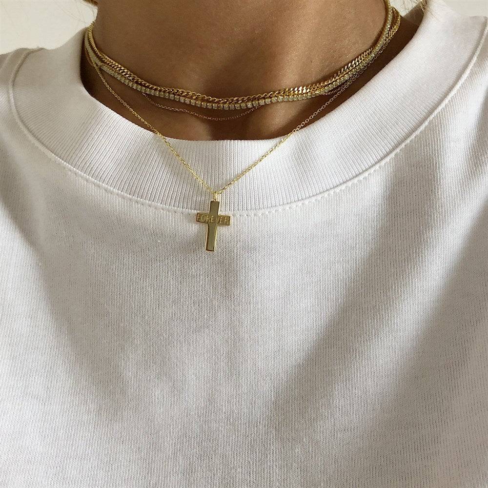 Kardelen Kreuzkette mit Name - 925 SILBER Fabrikpreis