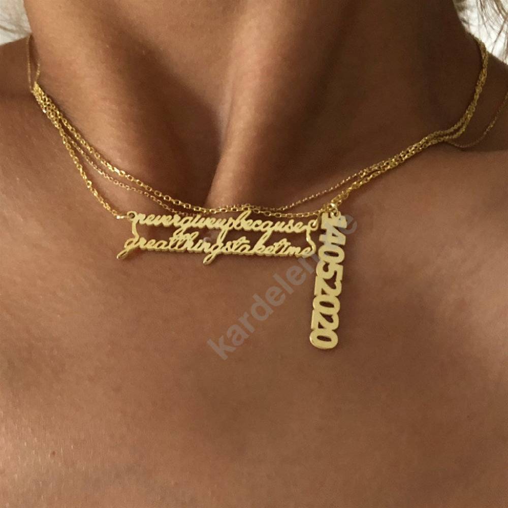 Kardelen Langer Satz Halskette - 925 SILBER Sonderangebot