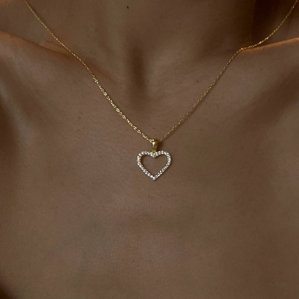 Kardelen Full Zirkonia Herz Kette - 925 SILBER Versandkostenfrei