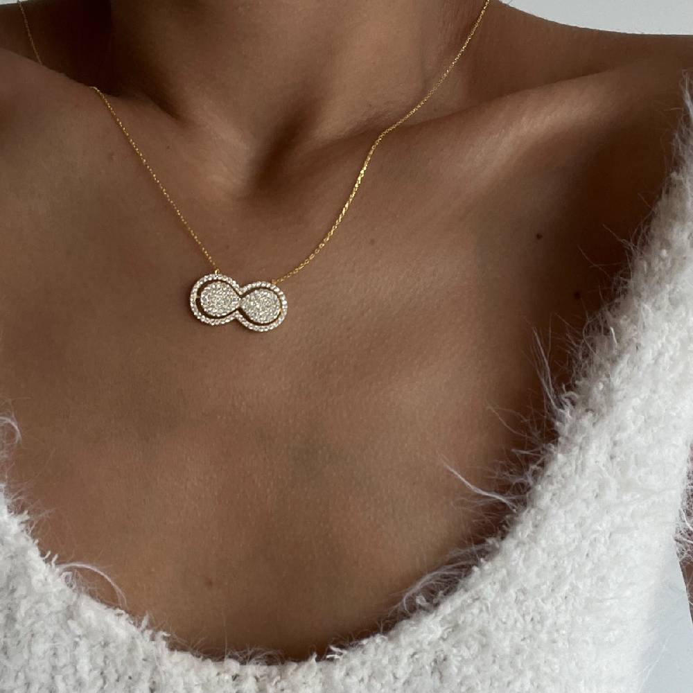 Kardelen Glänzend Infinity Halskette - 925 SILBER Cyber Monday