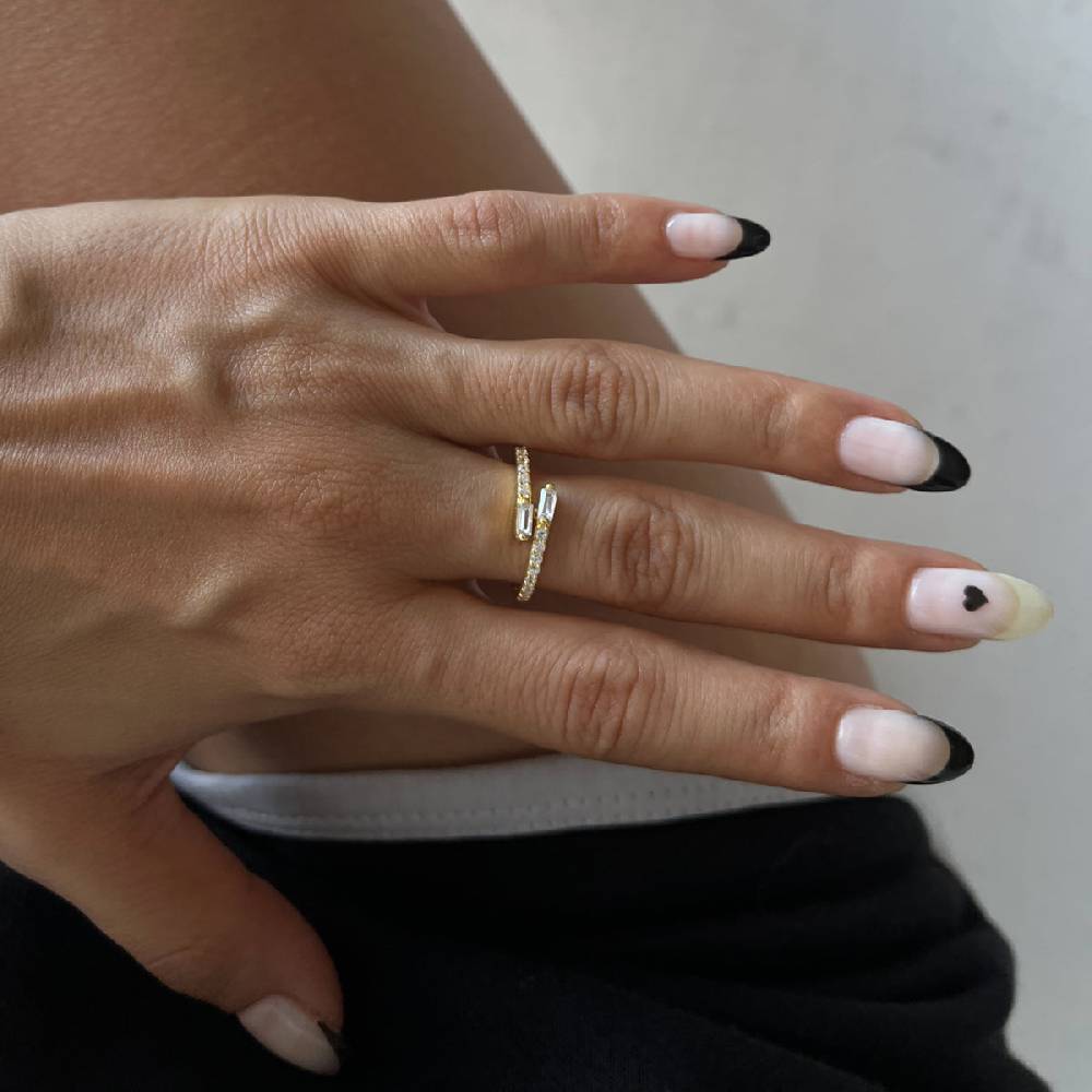 Kardelen Double Baguette Ring - 925 SILBER Muttertagsangebot