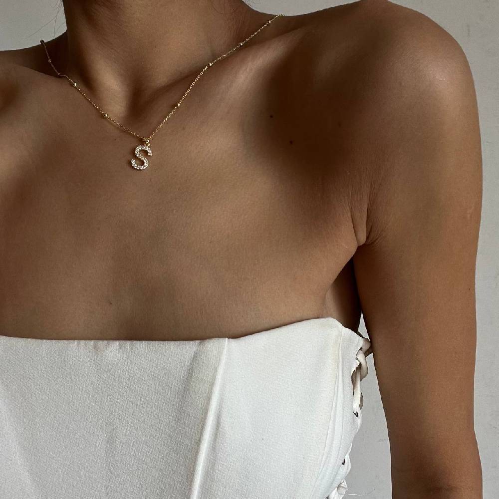 Kardelen Zirkonia Vintage Letter Necklace - 925 SILBER Top Angebot
