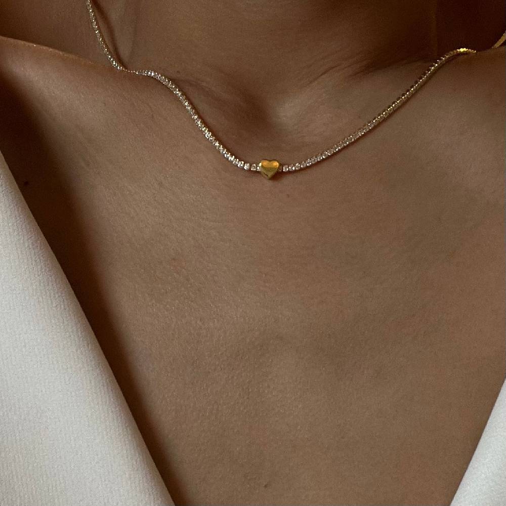Kardelen Chain Strass herzkette - 925 SILBER Saisonale Angebote