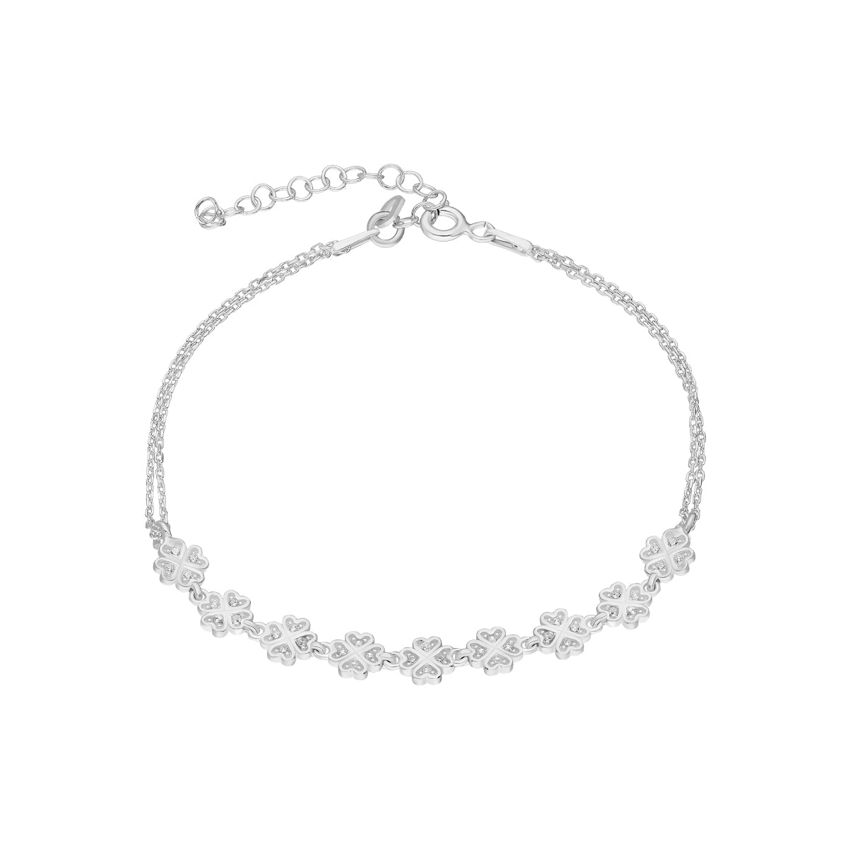 Kardelen Kleeblatt Armkette mit Zirkonia - 925 SILBER Kauf eins, bekomm eins gratis