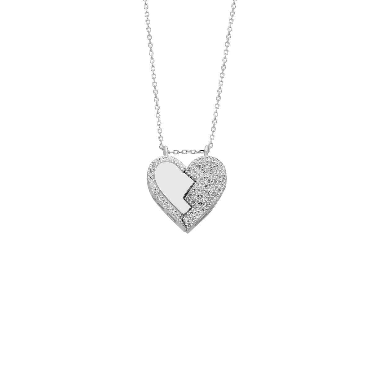 Kardelen Magnet Herz Halskette mit Zirkonia - 925 SILBER Wochenangebot
