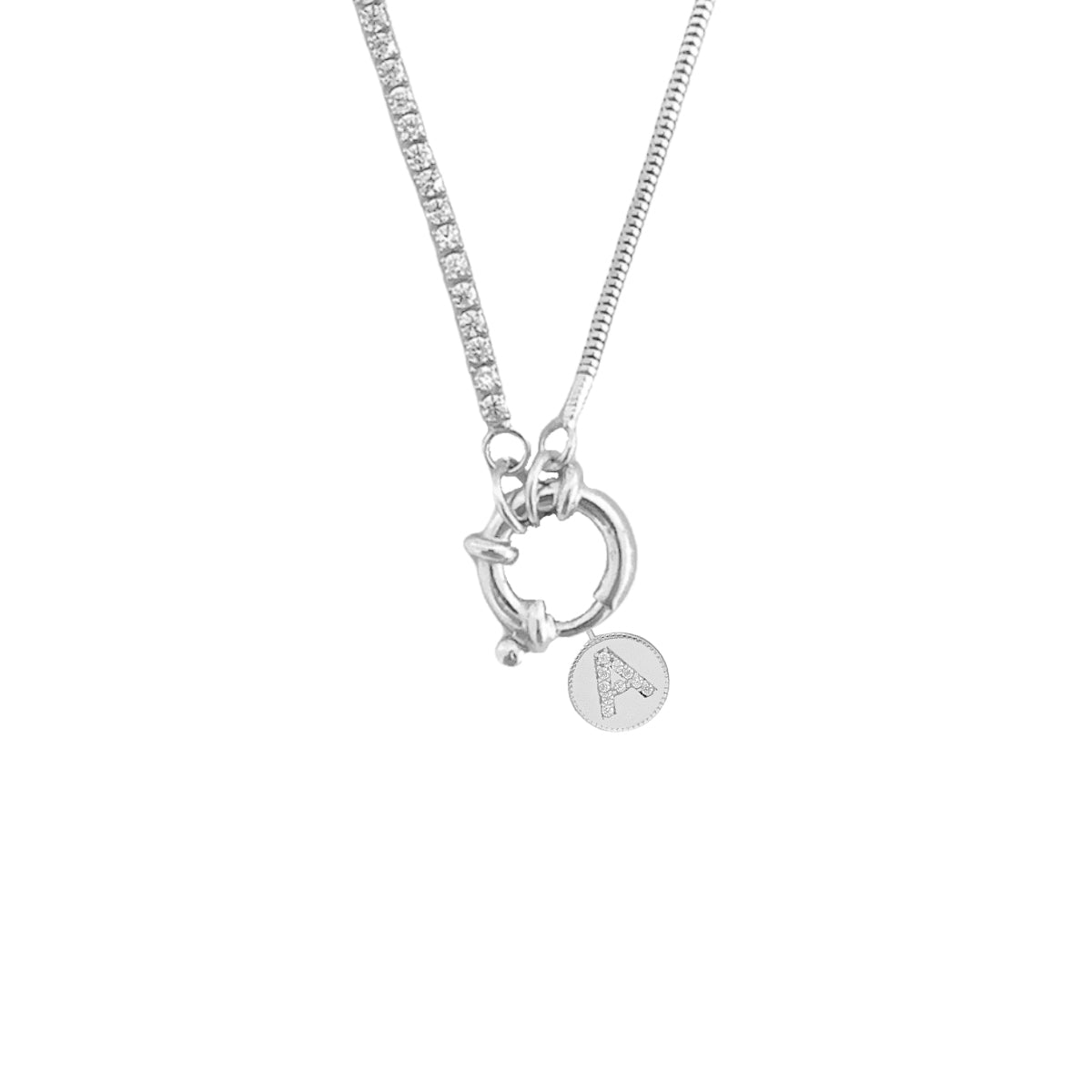 Kardelen Chain Design Italia Iced Round Zirkonia Buchstabenkette - 925 SILBER 50% Rabatt mit kostenlosem Versand