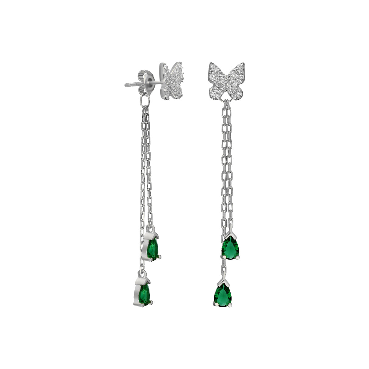 Kardelen Grüne Schmetterling Ohrringe - 925 SILBER Speichern exportieren