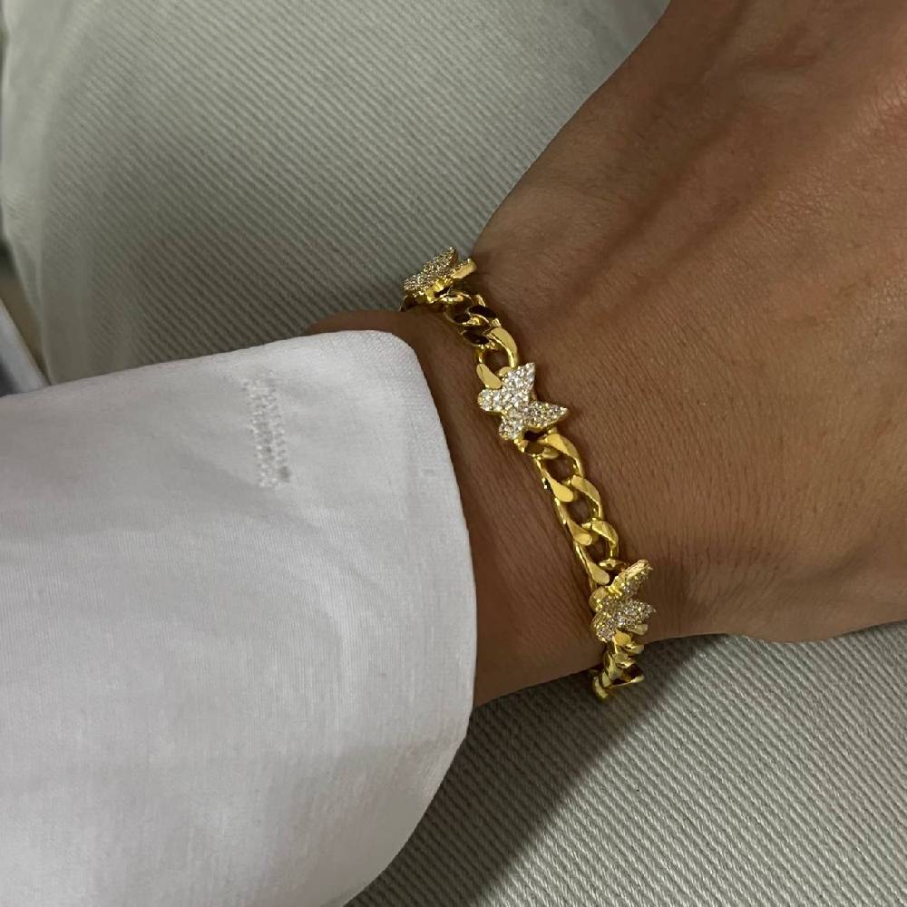 Kardelen Gourmet Butterfly Zirkonia Stein Armkette - 925 SILBER zollfrei