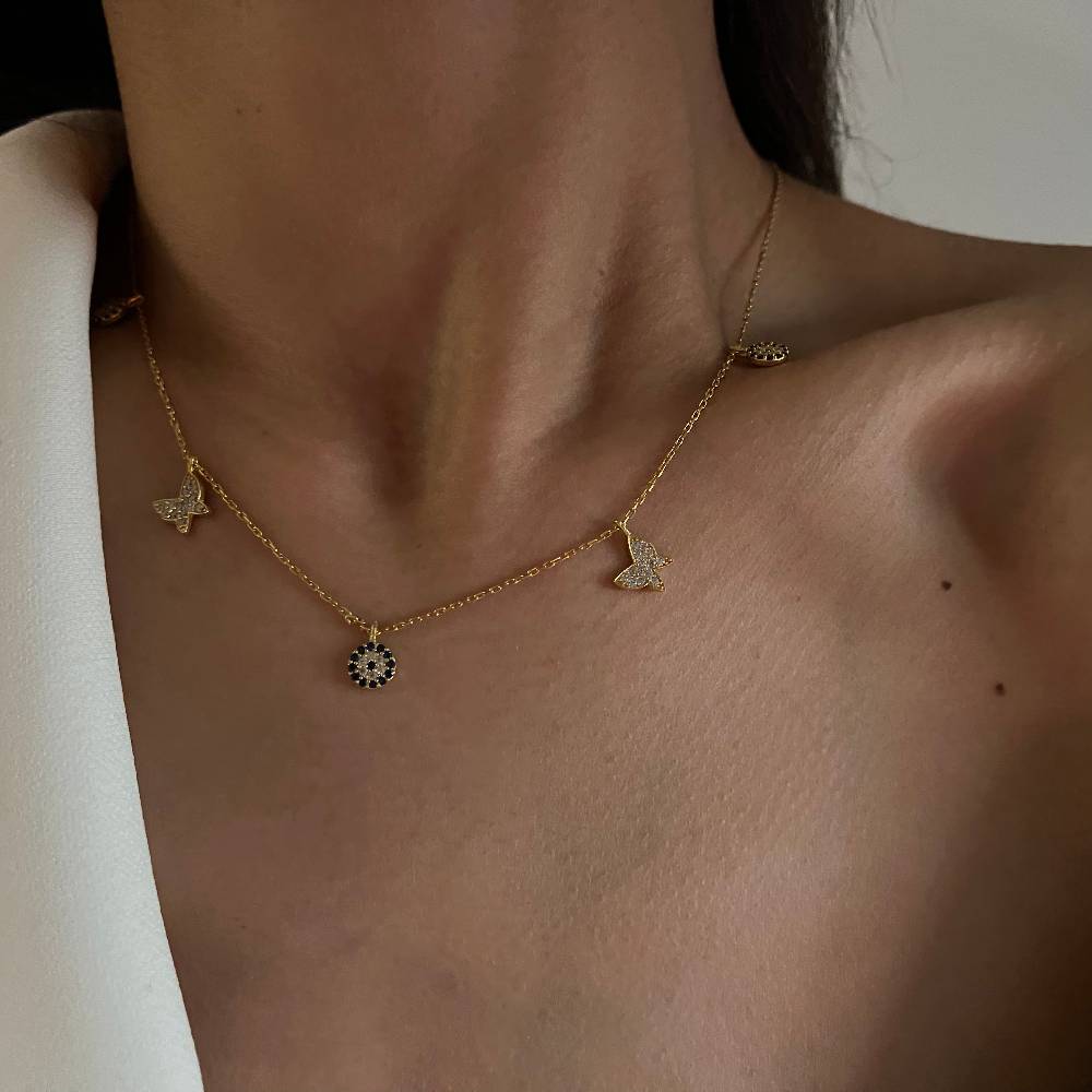 Kardelen Nazar X Butterfly Kette - 925 SILBER Top Angebot