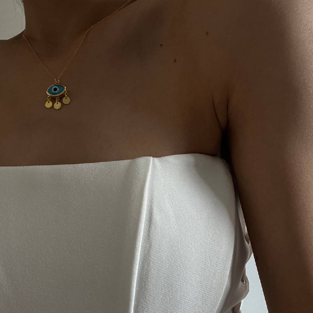 Kardelen Firuze Blue Nazar Eyes Necklace - 925 SILBER Online Outlet