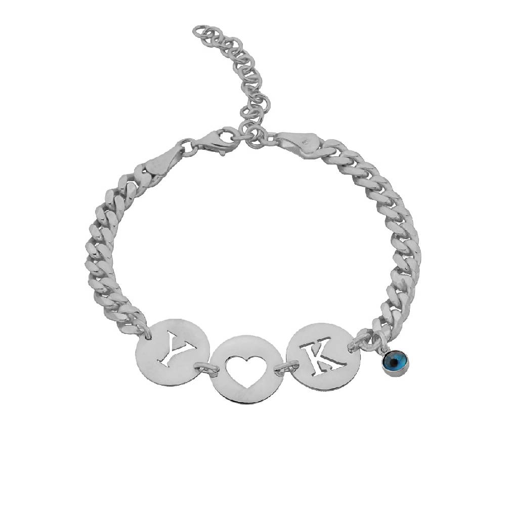 Kardelen Gourmet Armband mit Initialen und Nazar - 925 SILBER Sonderangebote