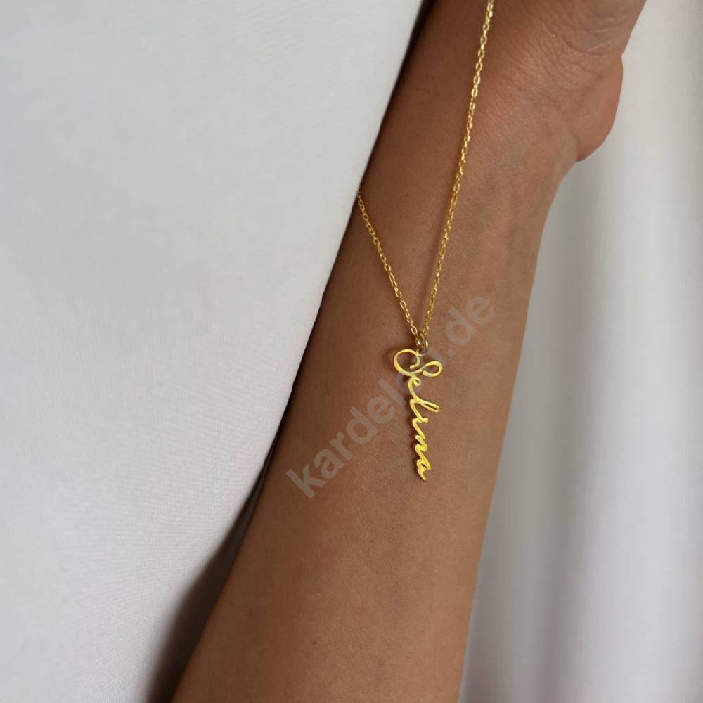 Kardelen 14K GOLD SIGNATUR NAMENSKETTE Outlet