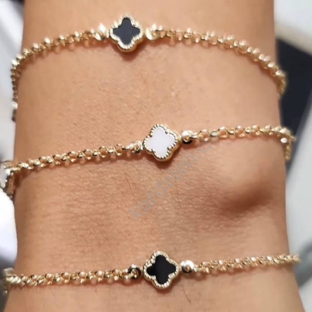 Kardelen 14K GOLD KLEE ARMKETTE III Versandkostenfrei