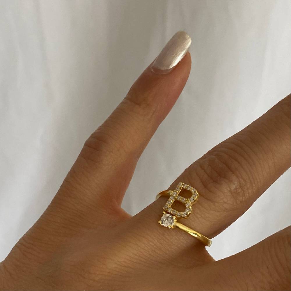 Kardelen Letter Diamond Ring - 925 SILBER Preisnachlass